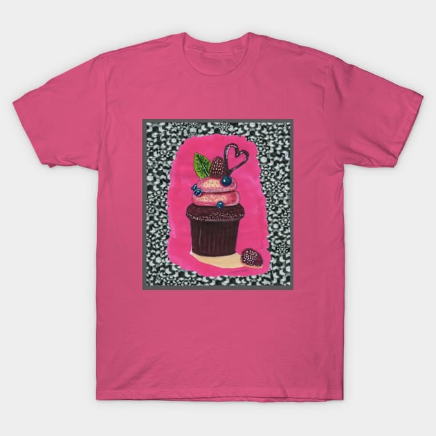 Muffin with Berries T-Shirt by Mila-Ola_Art